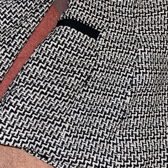 Zara Double-Breasted Textured Tweed Blazer L - Black and White - Picture 7 of 13